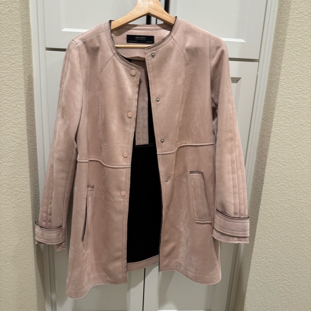 Zara Light Pink Suede Trench Coat